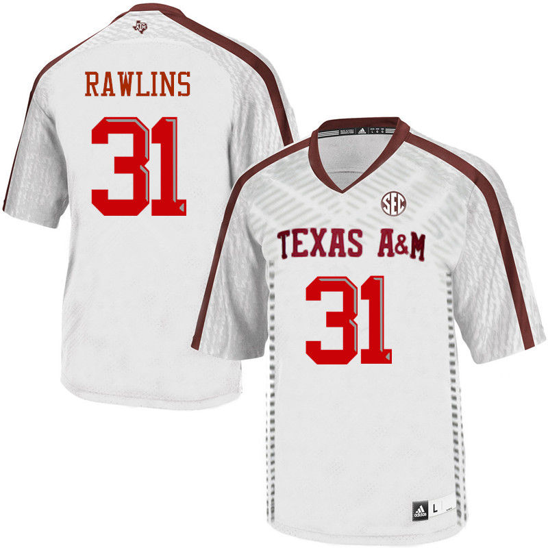 Men #31 Gannon Rawlins Texas A&M Aggies College Football Jerseys-White - Click Image to Close